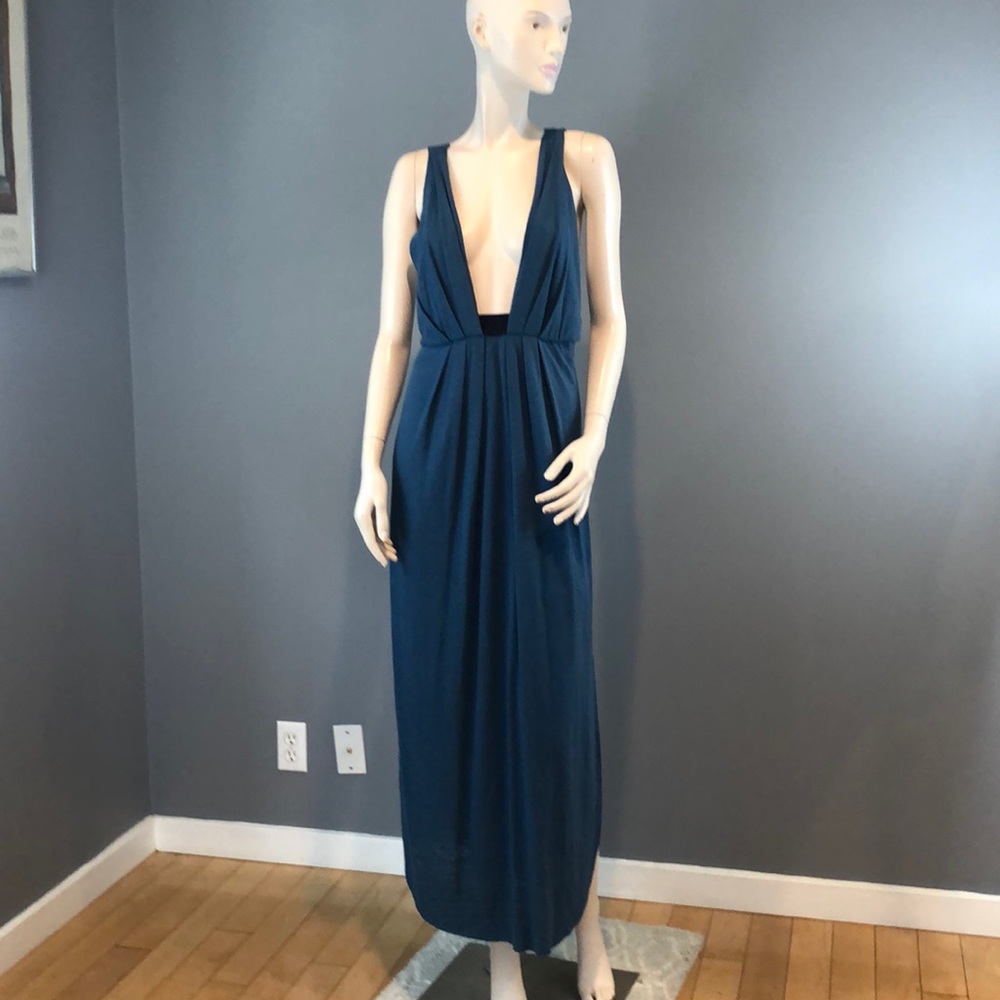 Free People Womens Blue Deep V Dress Medium